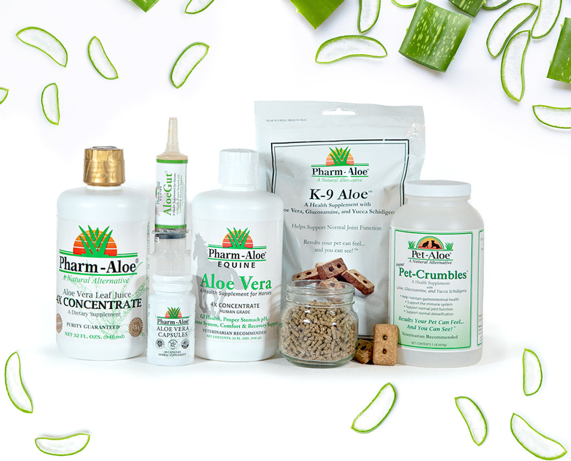 Pharm-Aloe products made with organic Aloe Vera